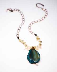 Elegant necklace with gemstone pendant and beads