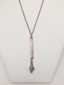 Copper necklace with hammered bar and beads