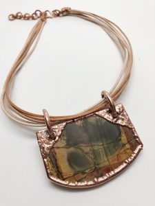 Handcrafted stone and copper pendant necklace