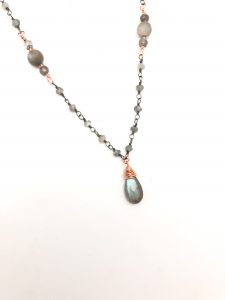 Gemstone pendant necklace on beaded chain