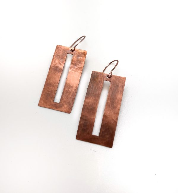 Hammered Open Rectangle Earrings